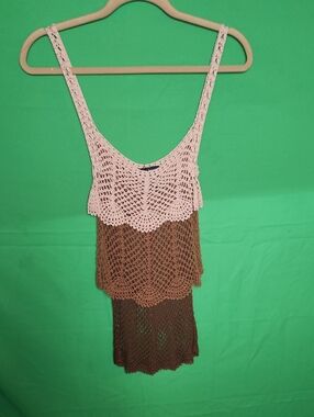 Vintage Bebe Hand-Crocheted Layered Boho Cami Top - RN 86017 Sz Medium